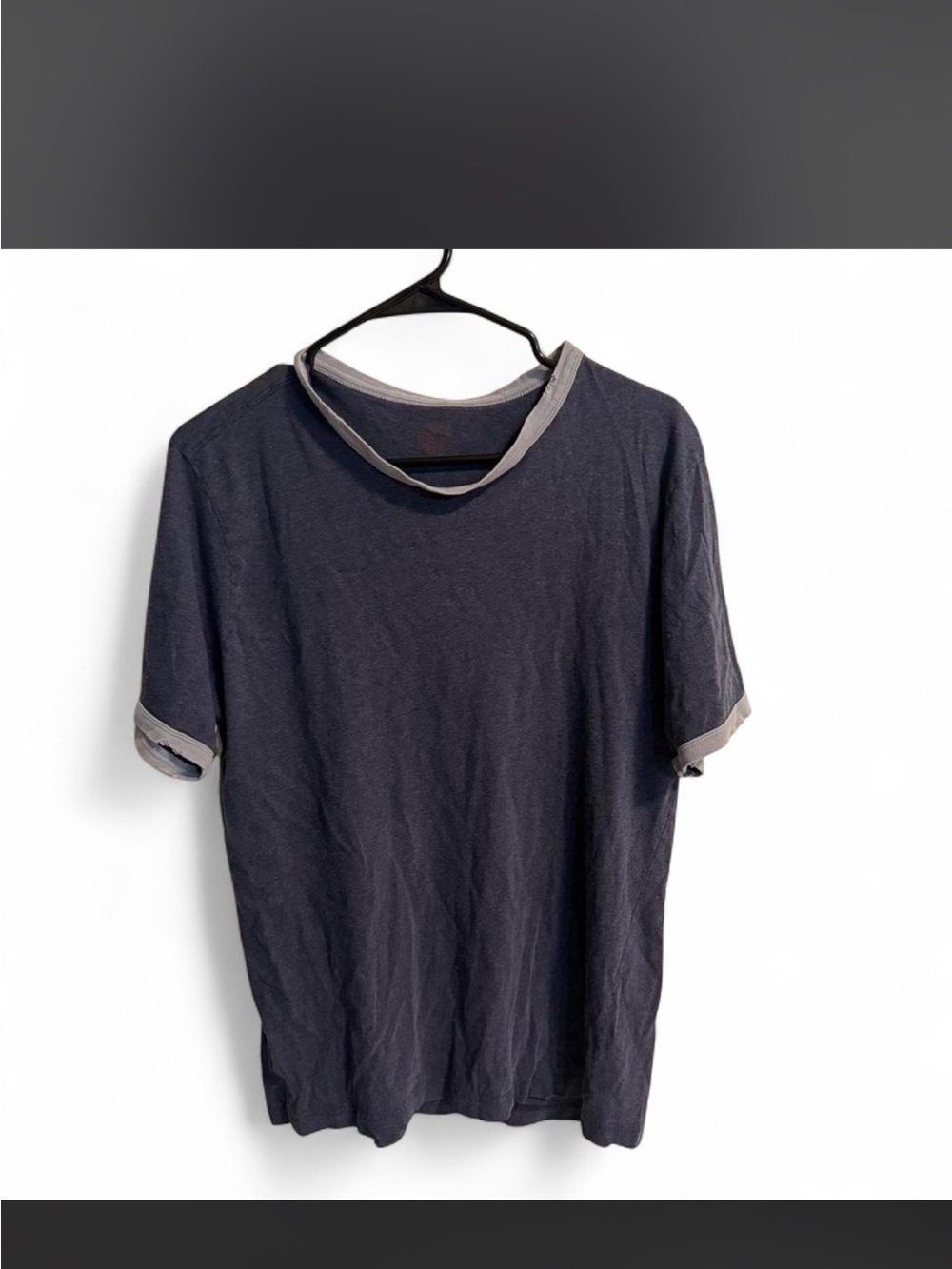 Old Navy Men's Navy Short-Sleeve Ringer Tee with Light Gray Trim